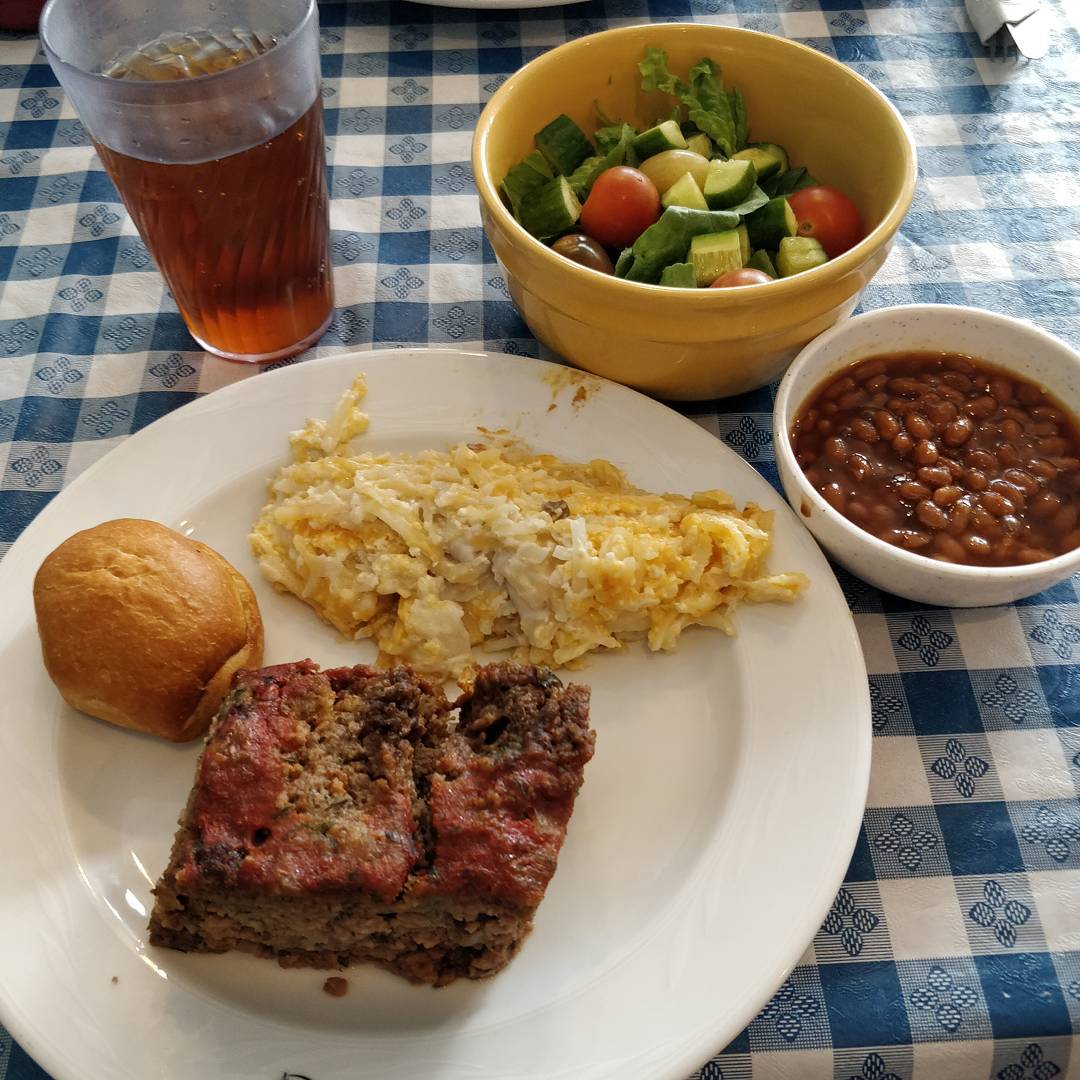 Meatloaf dinner at Shawna's Cafe... Hell of a lot of food for 10 bucks.