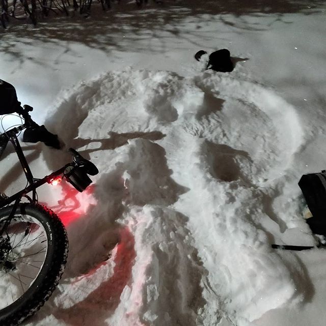 Riding blizzard style.